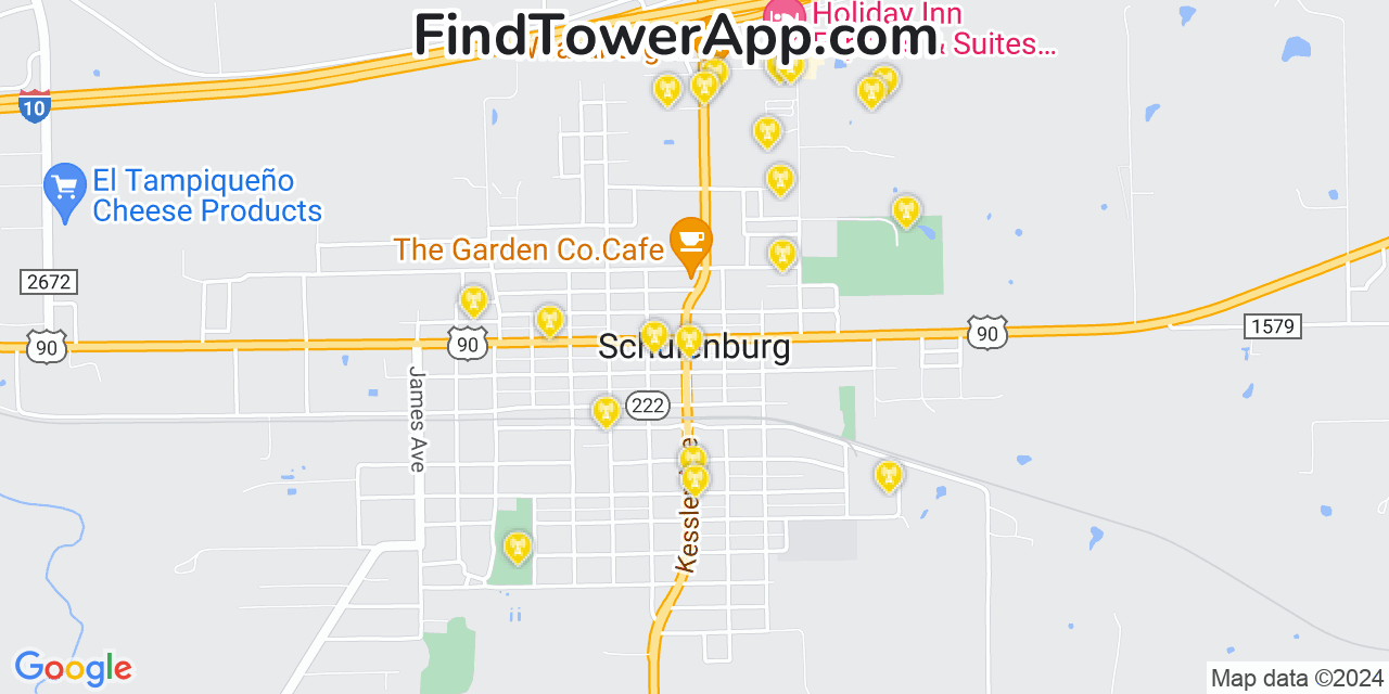 AT&T 4G/5G cell tower coverage map Schulenburg, Texas