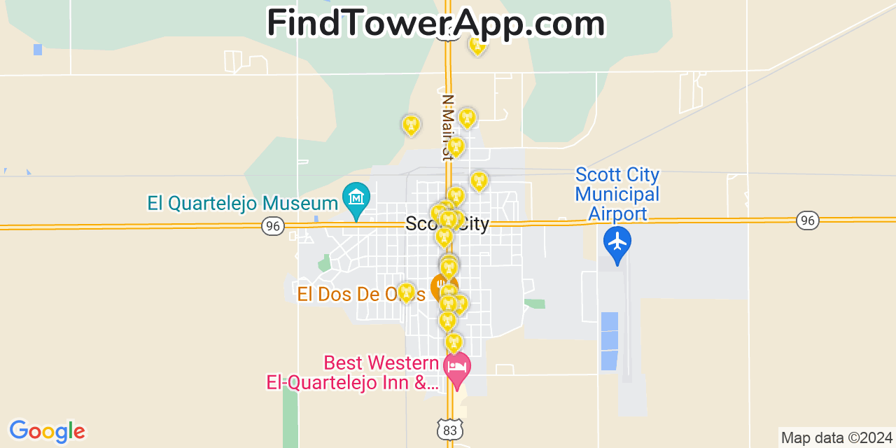 AT&T 4G/5G cell tower coverage map Scott City, Kansas