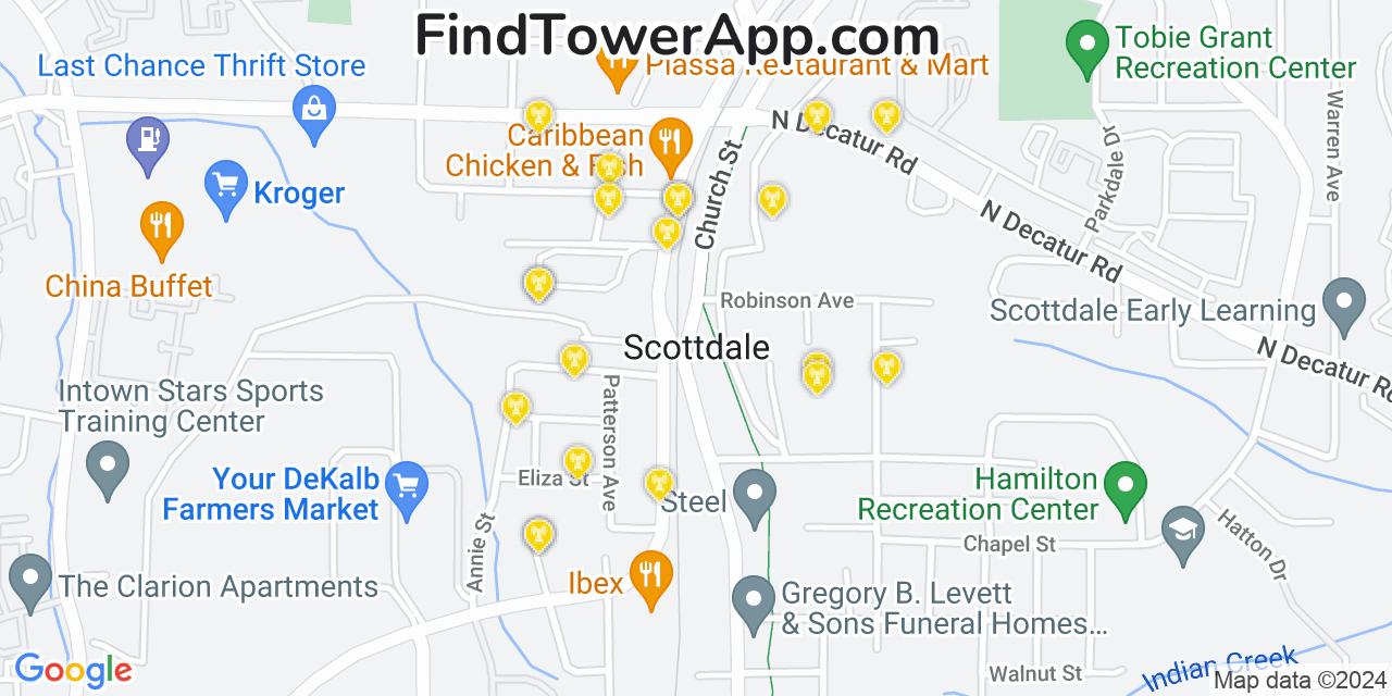 AT&T 4G/5G cell tower coverage map Scottdale, Georgia