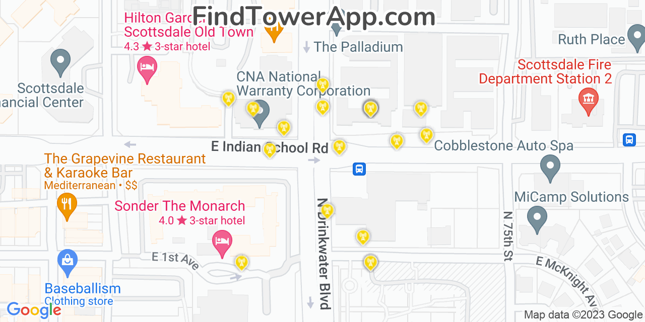 AT&T 4G/5G cell tower coverage map Scottsdale, Arizona