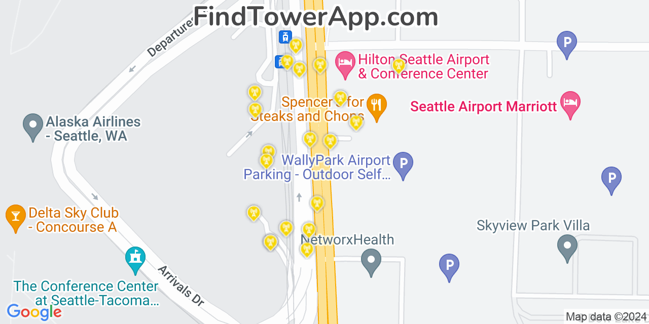 Verizon 4G/5G cell tower coverage map SeaTac, Washington