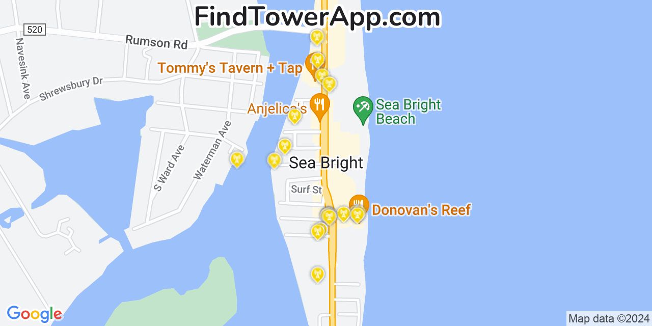 AT&T 4G/5G cell tower coverage map Sea Bright, New Jersey