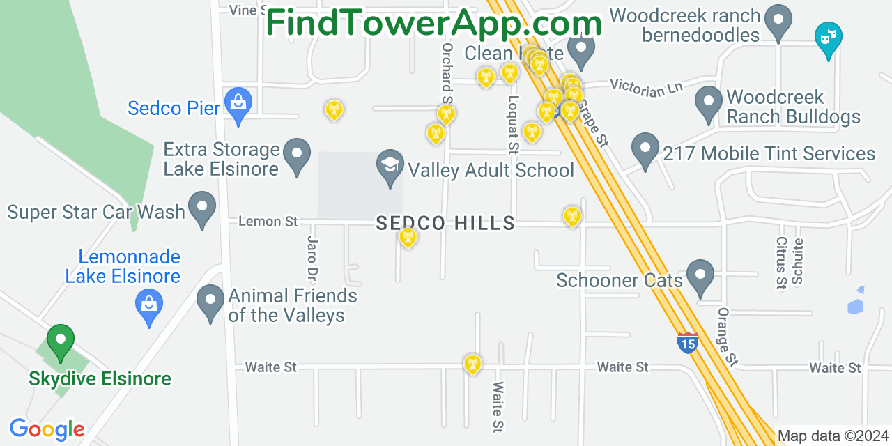 T-Mobile 4G/5G cell tower coverage map Sedco Hills, California