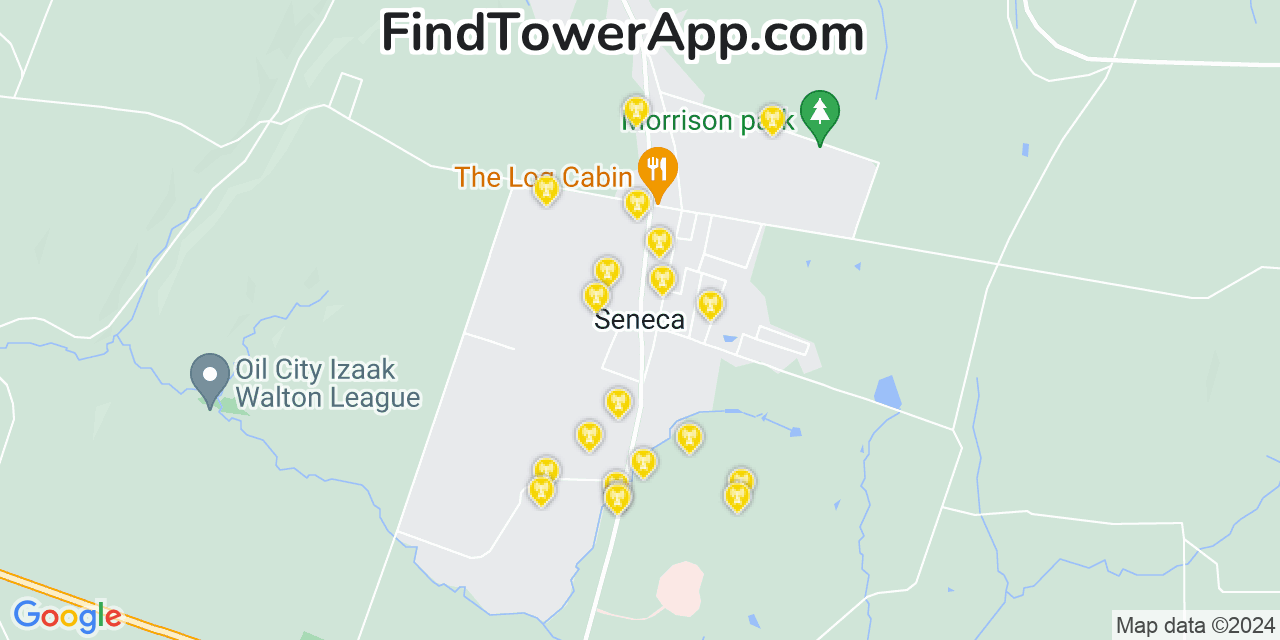 Verizon 4G/5G cell tower coverage map Seneca, Pennsylvania