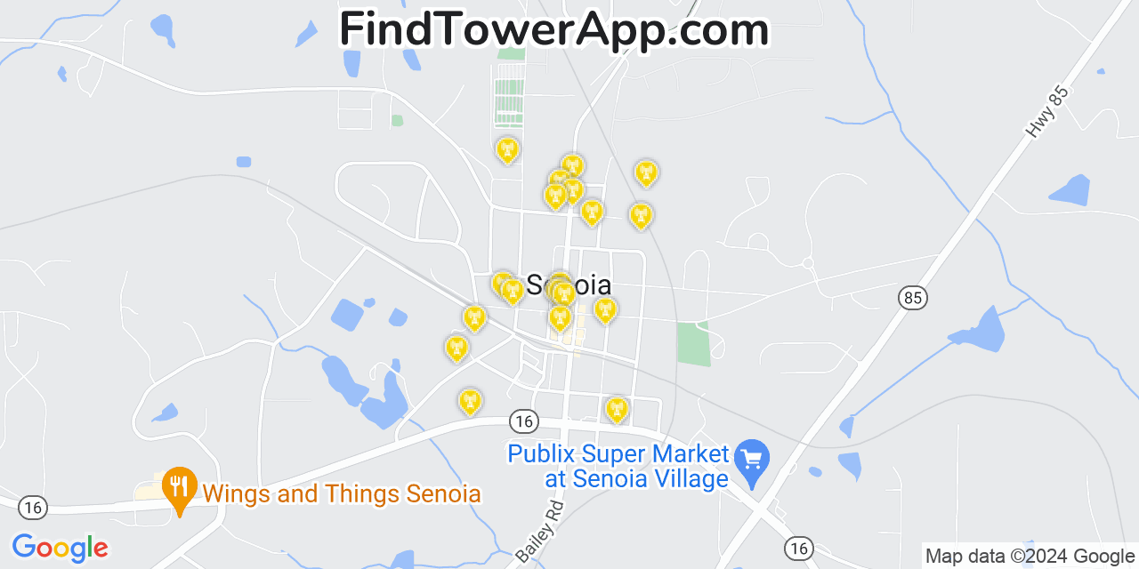 Verizon 4G/5G cell tower coverage map Senoia, Georgia