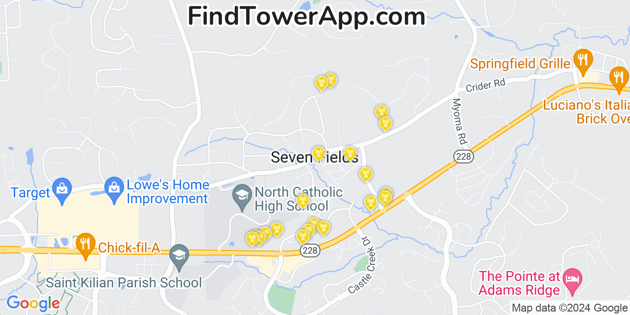 T-Mobile 4G/5G cell tower coverage map Seven Fields, Pennsylvania