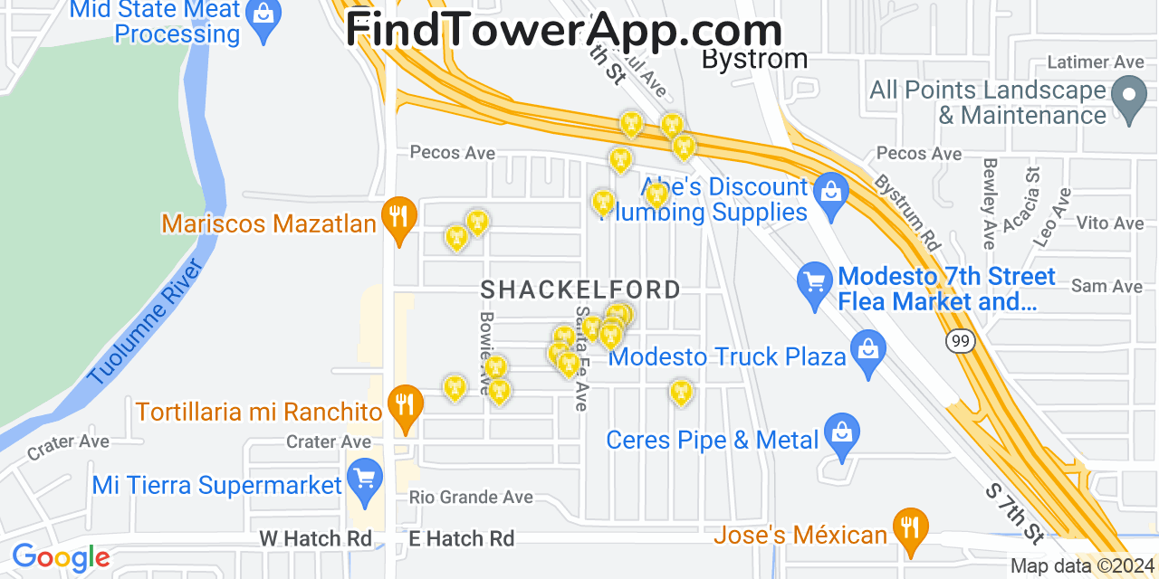 T-Mobile 4G/5G cell tower coverage map Shackelford, California