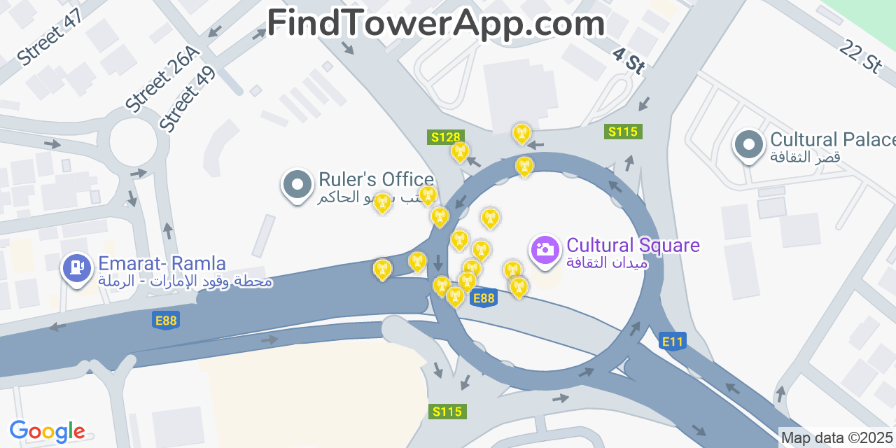 Sharjah Cell Towers, United-Arab-Emirates - FindTower App Coverage Maps