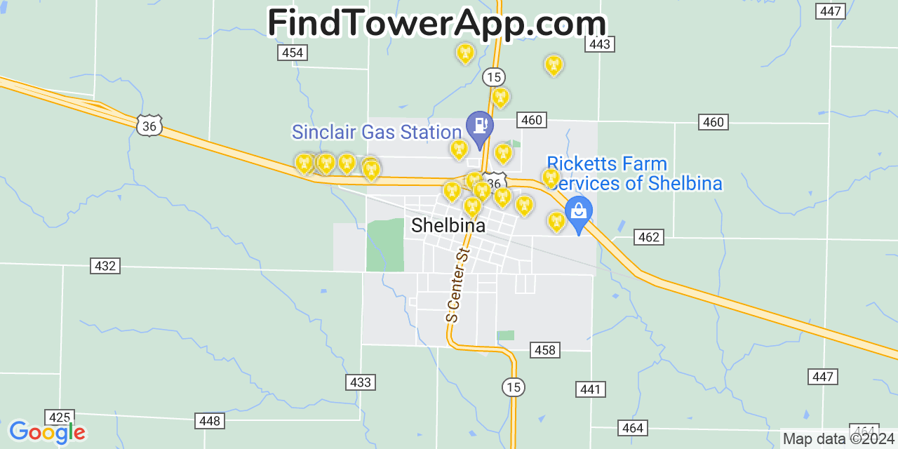 AT&T 4G/5G cell tower coverage map Shelbina, Missouri