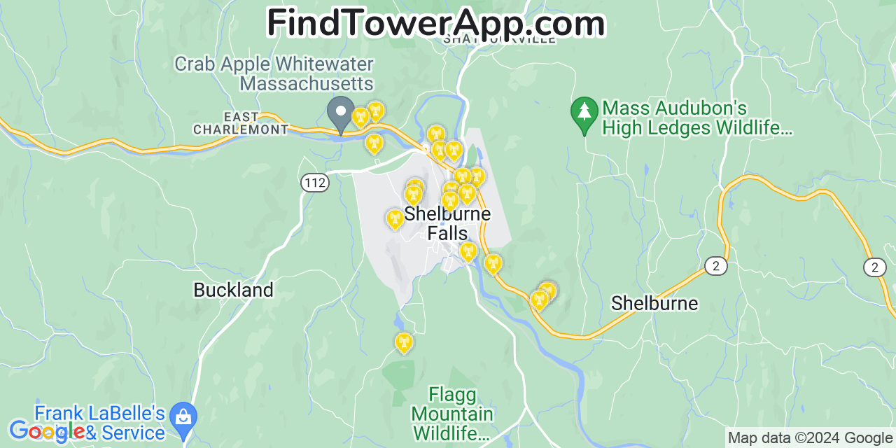 T-Mobile 4G/5G cell tower coverage map Shelburne Falls, Massachusetts