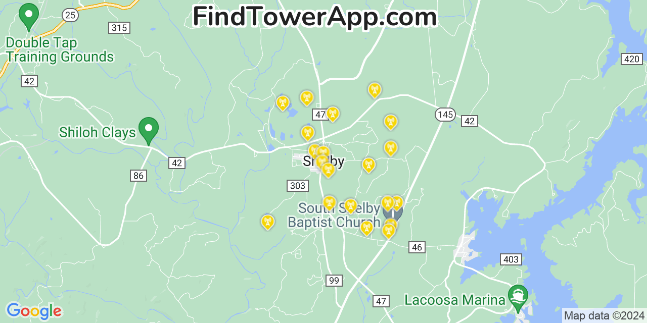 AT&T 4G/5G cell tower coverage map Shelby, Alabama