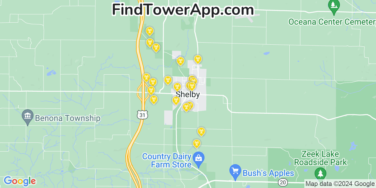 T-Mobile 4G/5G cell tower coverage map Shelby, Michigan