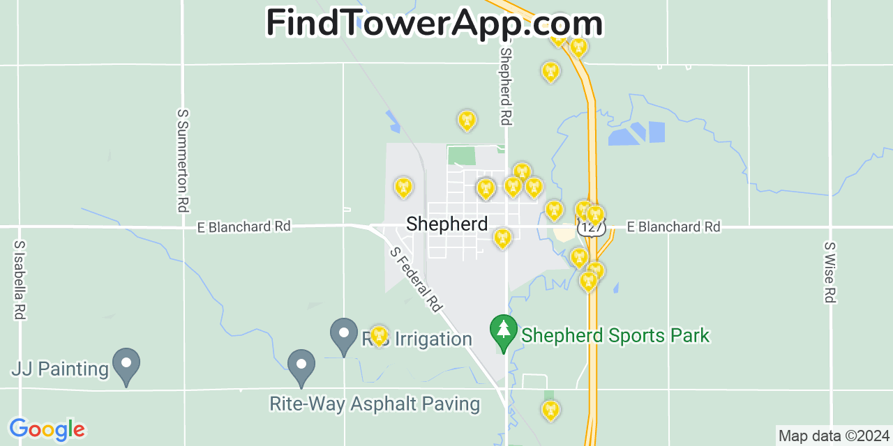 T-Mobile 4G/5G cell tower coverage map Shepherd, Michigan