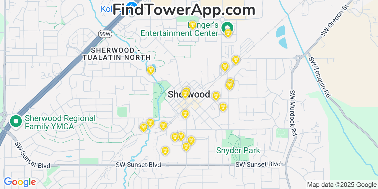 Sherwood Oregon Cell Tower Coverage Map