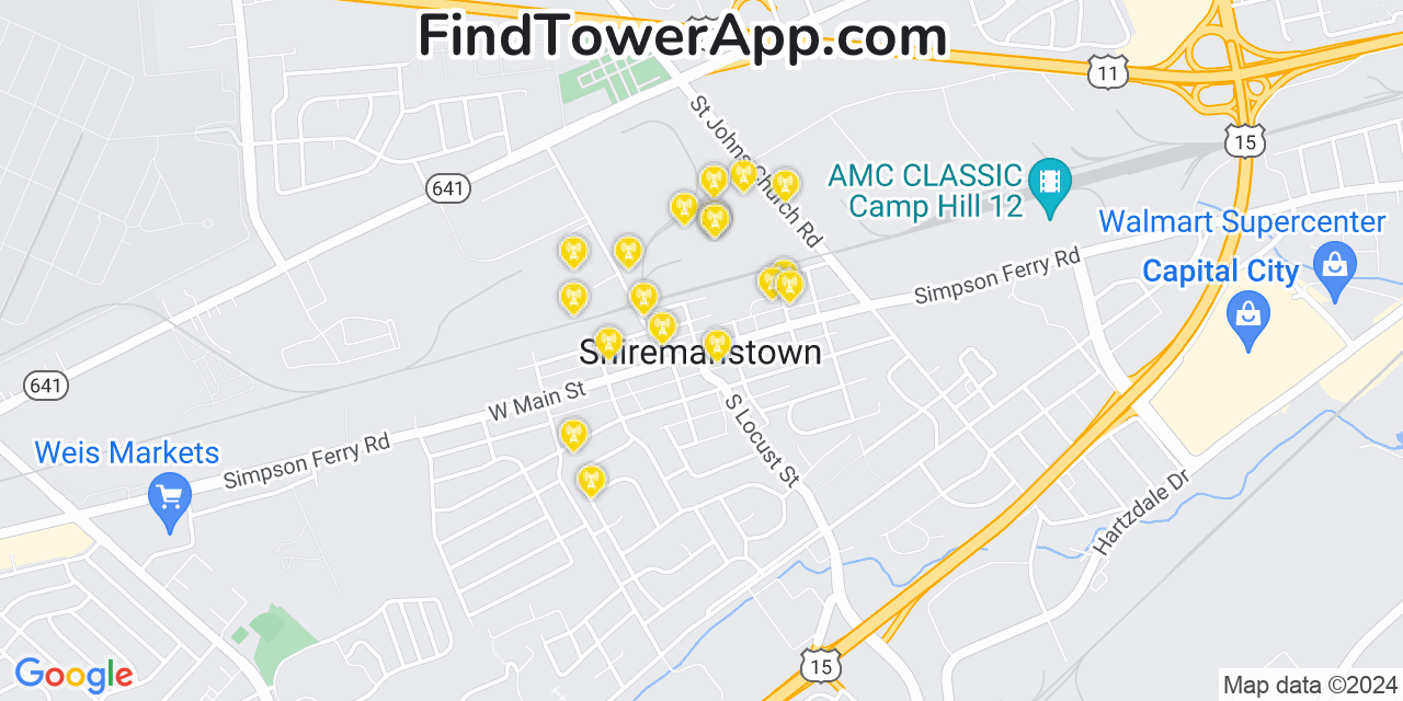 T-Mobile 4G/5G cell tower coverage map Shiremanstown, Pennsylvania