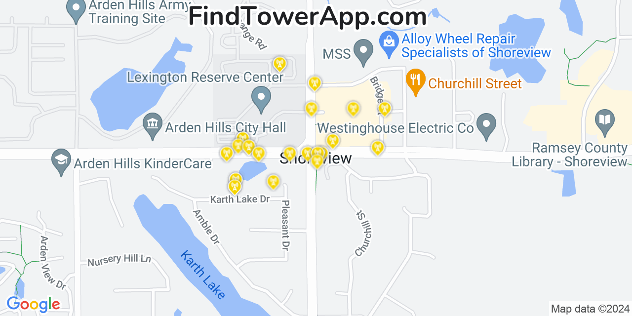 T-Mobile 4G/5G cell tower coverage map Shoreview, Minnesota