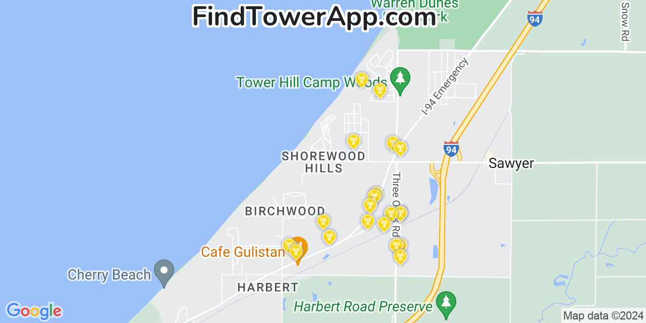 T-Mobile 4G/5G cell tower coverage map Shorewood Tower Hills Harbert, Michigan