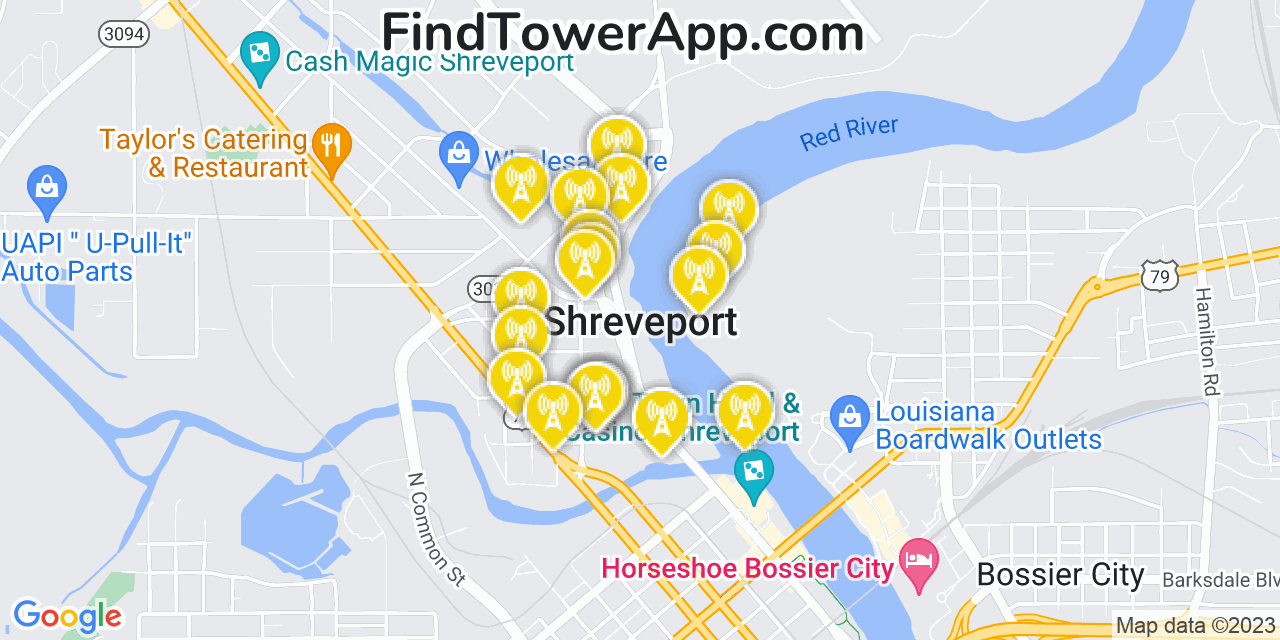 Verizon 4G/5G cell tower coverage map Shreveport, Louisiana