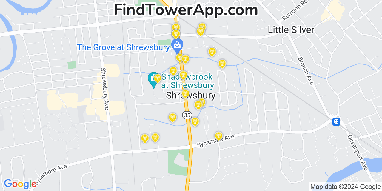 Verizon 4G/5G cell tower coverage map Shrewsbury, New Jersey