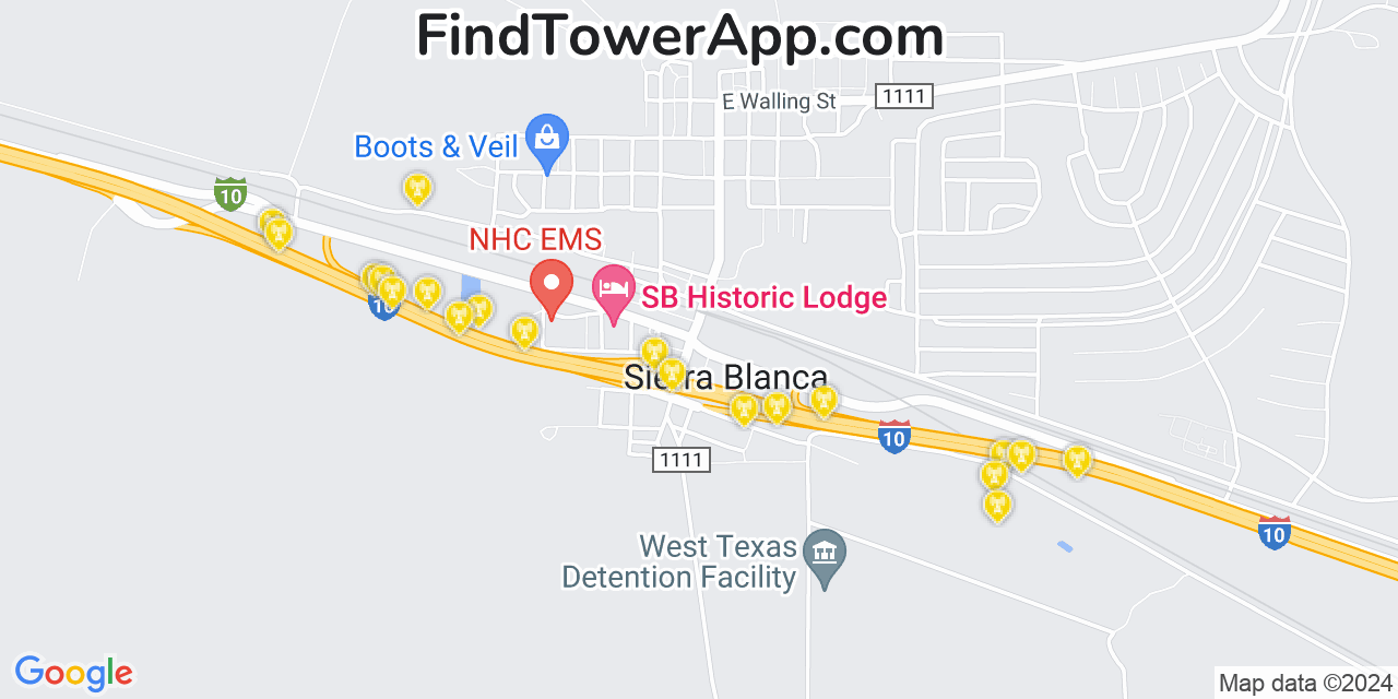 Verizon 4G/5G cell tower coverage map Sierra Blanca, Texas