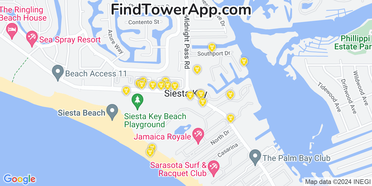 T-Mobile 4G/5G cell tower coverage map Siesta Key, Florida