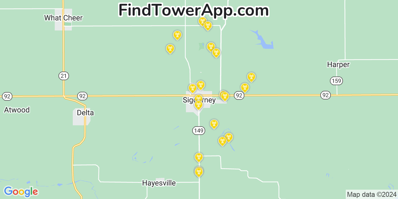 T-Mobile 4G/5G cell tower coverage map Sigourney, Iowa