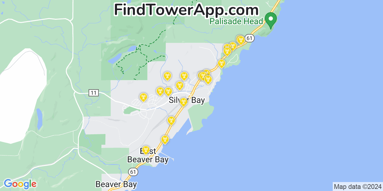 AT&T 4G/5G cell tower coverage map Silver Bay, Minnesota