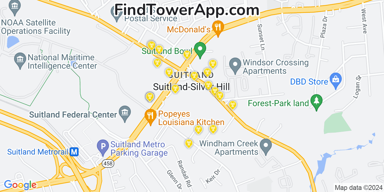 T-Mobile 4G/5G cell tower coverage map Silver Hill, Maryland