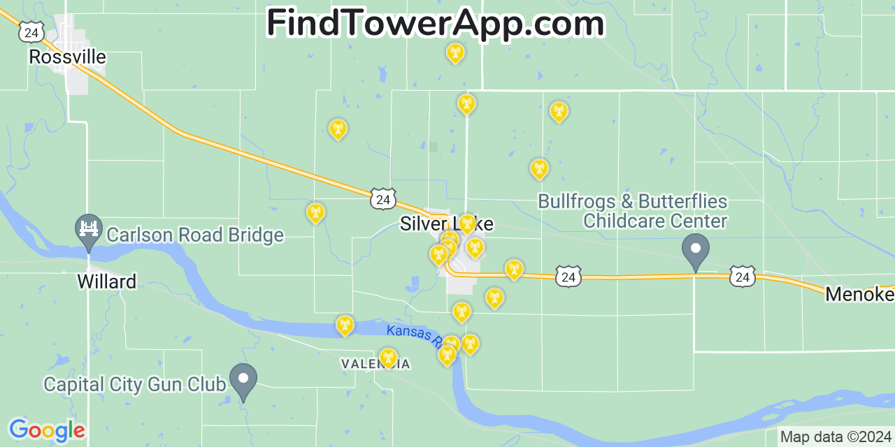 AT&T 4G/5G cell tower coverage map Silver Lake, Kansas