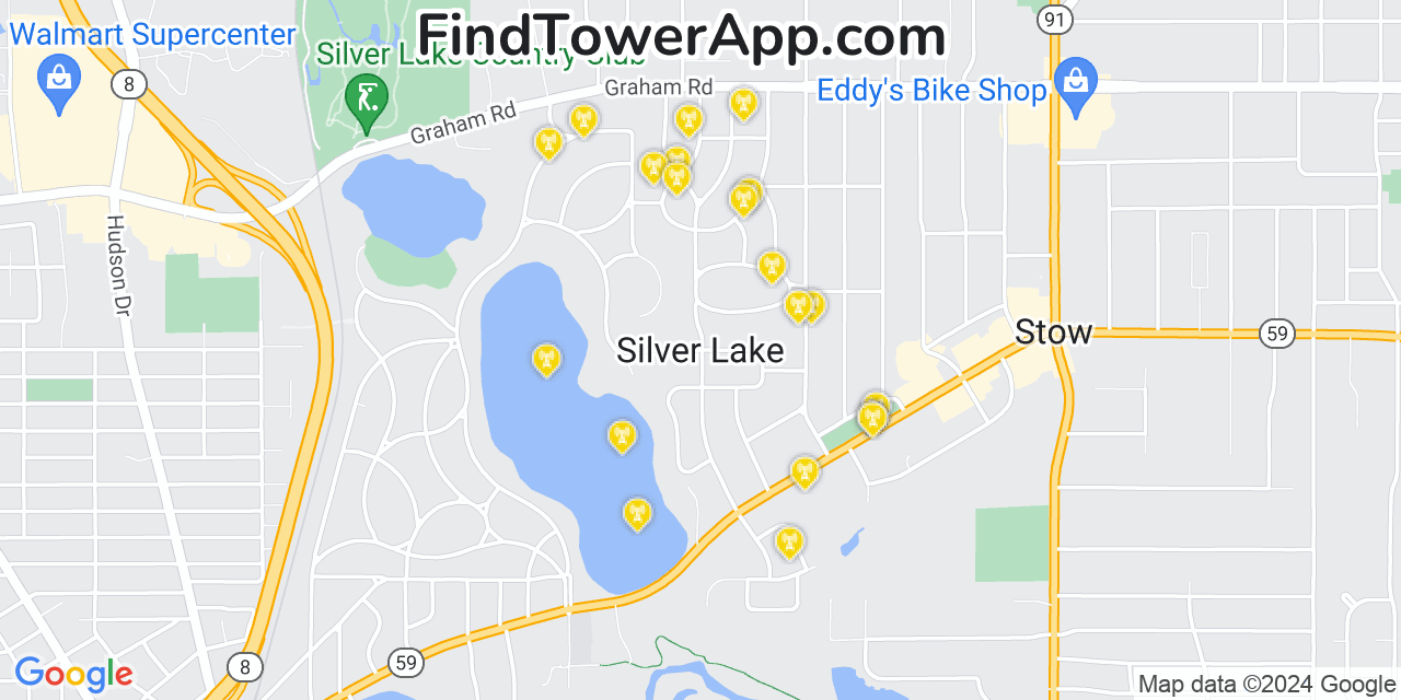 AT&T 4G/5G cell tower coverage map Silver Lake, Ohio