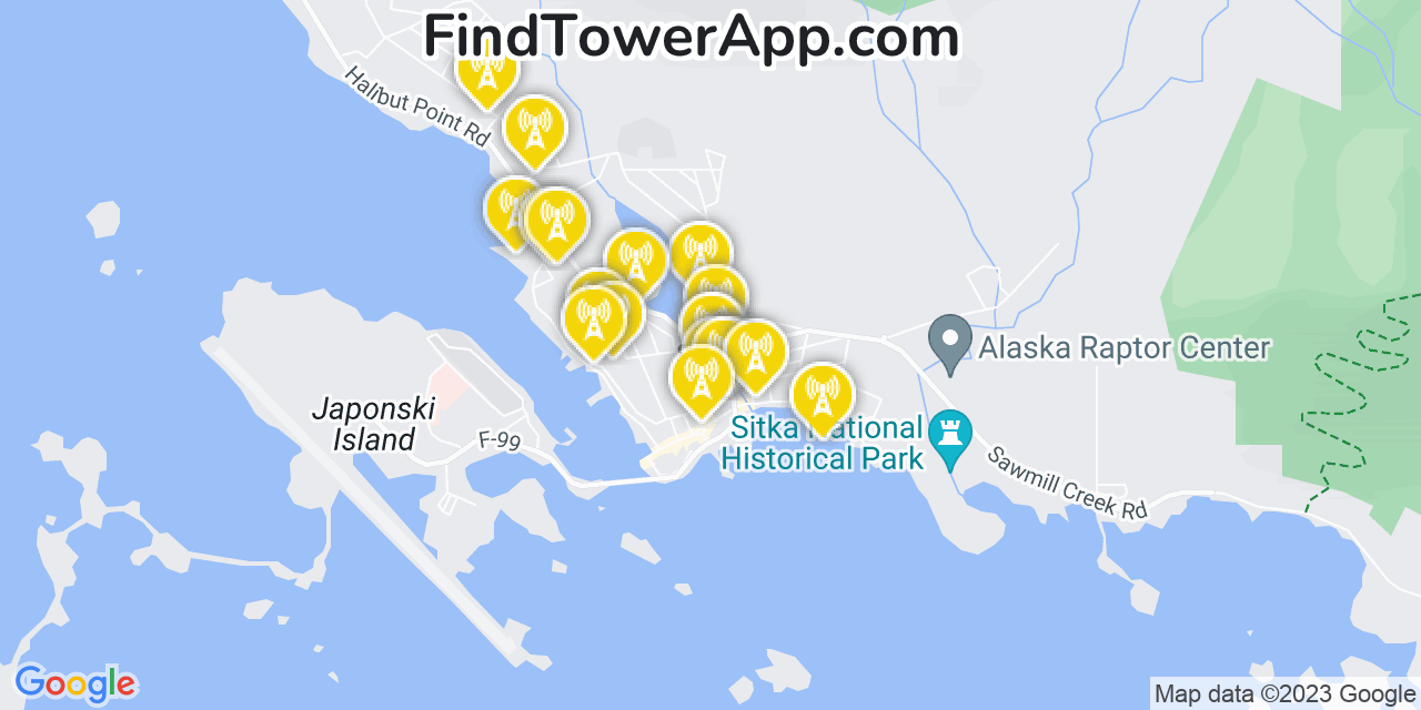 Sitka Alaska Cell Tower Coverage Map