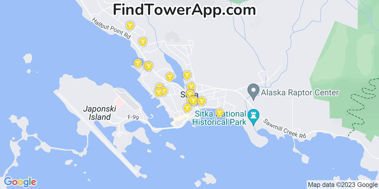 T-Mobile 4G/5G cell tower coverage map Sitka, Alaska