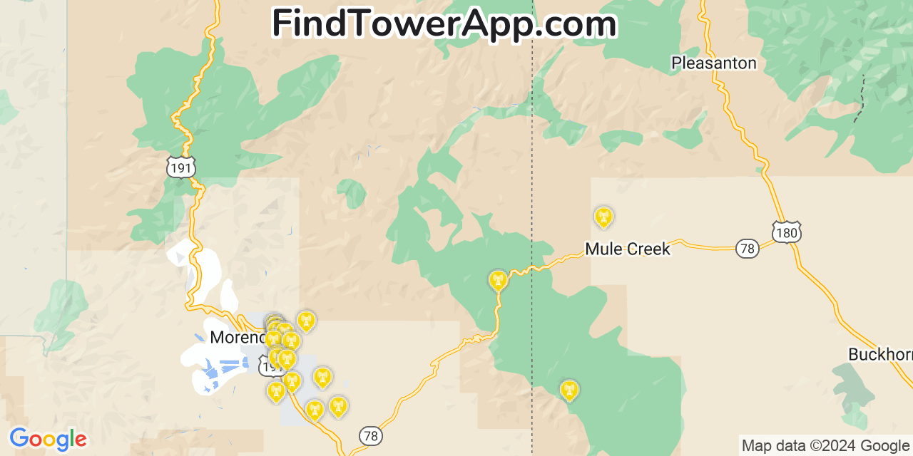 AT&T 4G/5G cell tower coverage map Six Shooter Canyon, Arizona