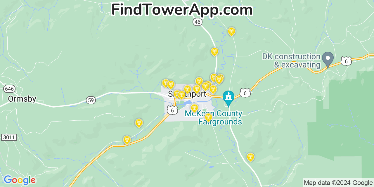 Verizon 4G/5G cell tower coverage map Smethport, Pennsylvania