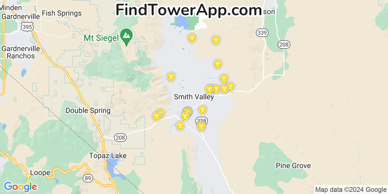 T-Mobile 4G/5G cell tower coverage map Smith Valley, Nevada