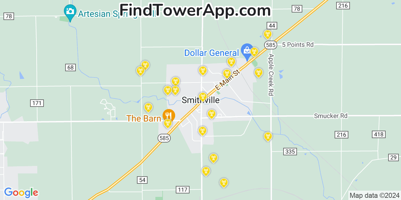 T-Mobile 4G/5G cell tower coverage map Smithville, Ohio