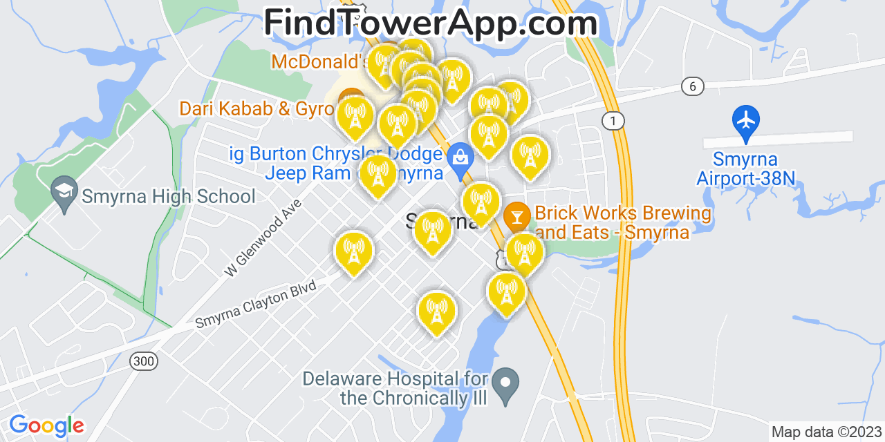 Smyrna Delaware Cell Tower Coverage Map