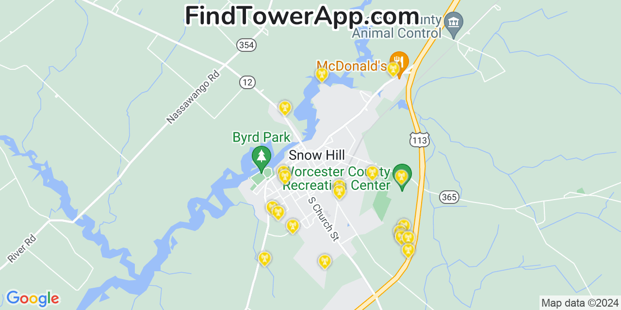 T-Mobile 4G/5G cell tower coverage map Snow Hill, Maryland