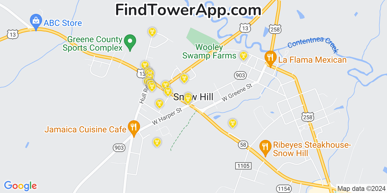 T-Mobile 4G/5G cell tower coverage map Snow Hill, North Carolina