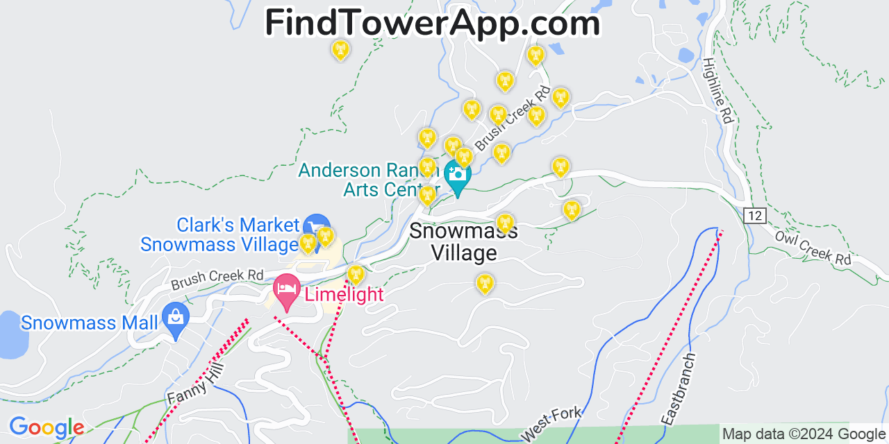 Verizon 4G/5G cell tower coverage map Snowmass Village, Colorado