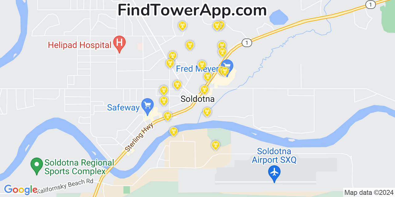 T-Mobile 4G/5G cell tower coverage map Soldotna, Alaska