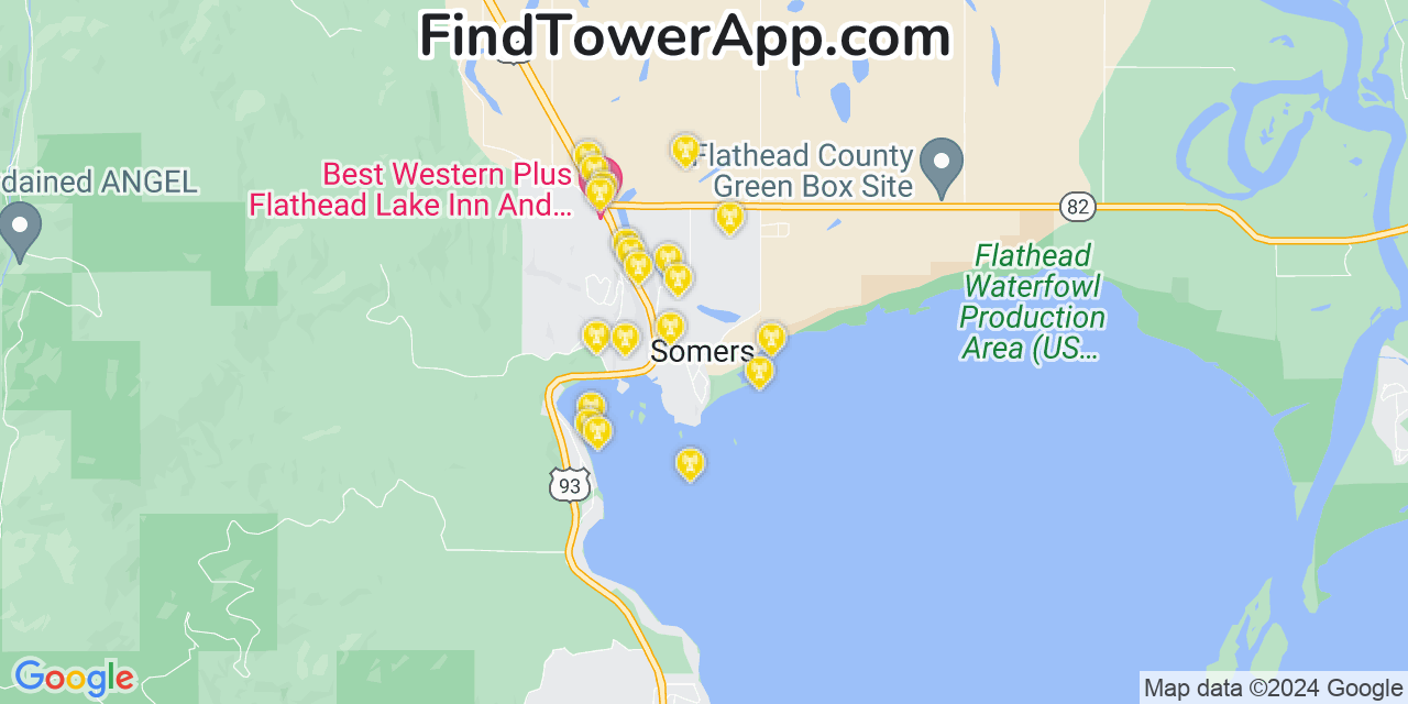 AT&T 4G/5G cell tower coverage map Somers, Montana