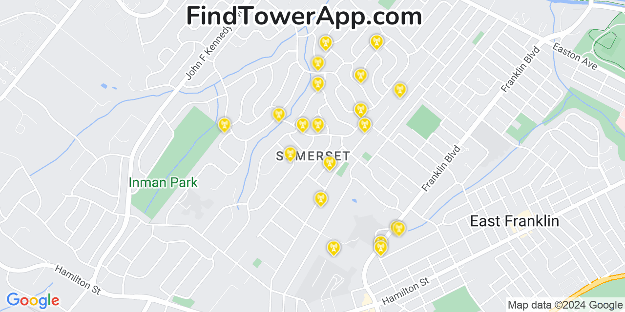 AT&T 4G/5G cell tower coverage map Somerset, New Jersey