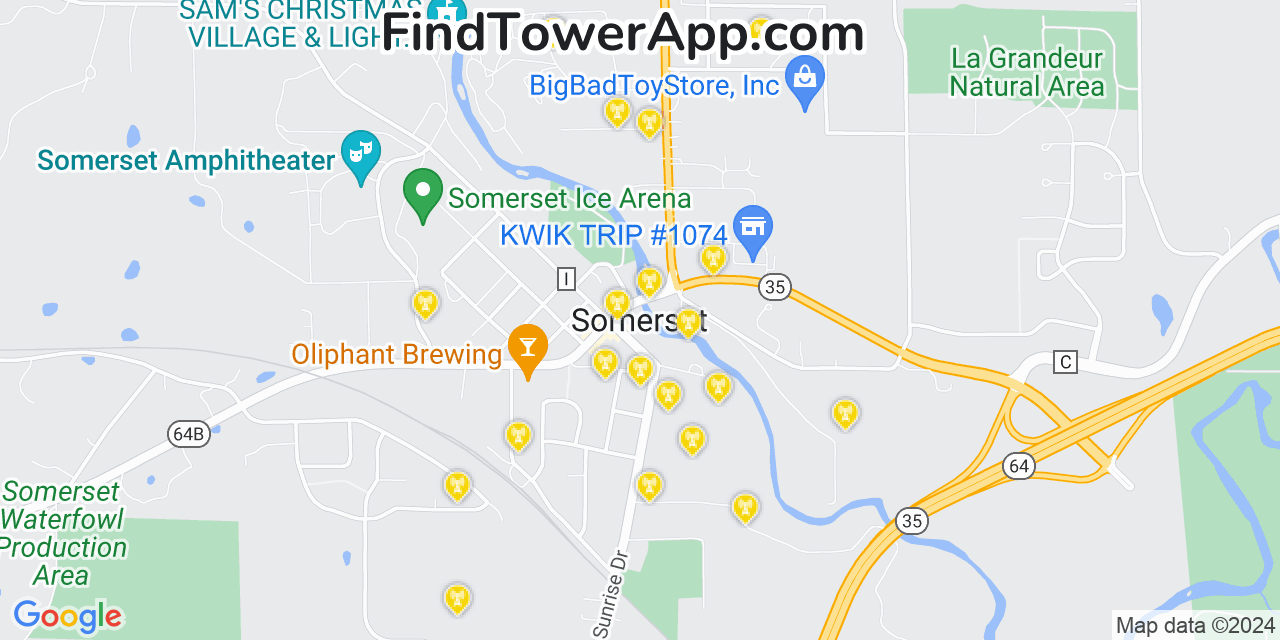 AT&T 4G/5G cell tower coverage map Somerset, Wisconsin