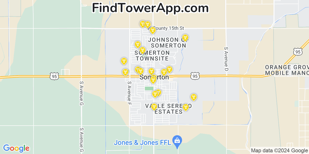 Verizon 4G/5G cell tower coverage map Somerton, Arizona