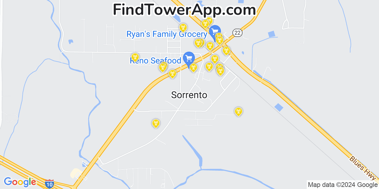 Verizon 4G/5G cell tower coverage map Sorrento, Louisiana