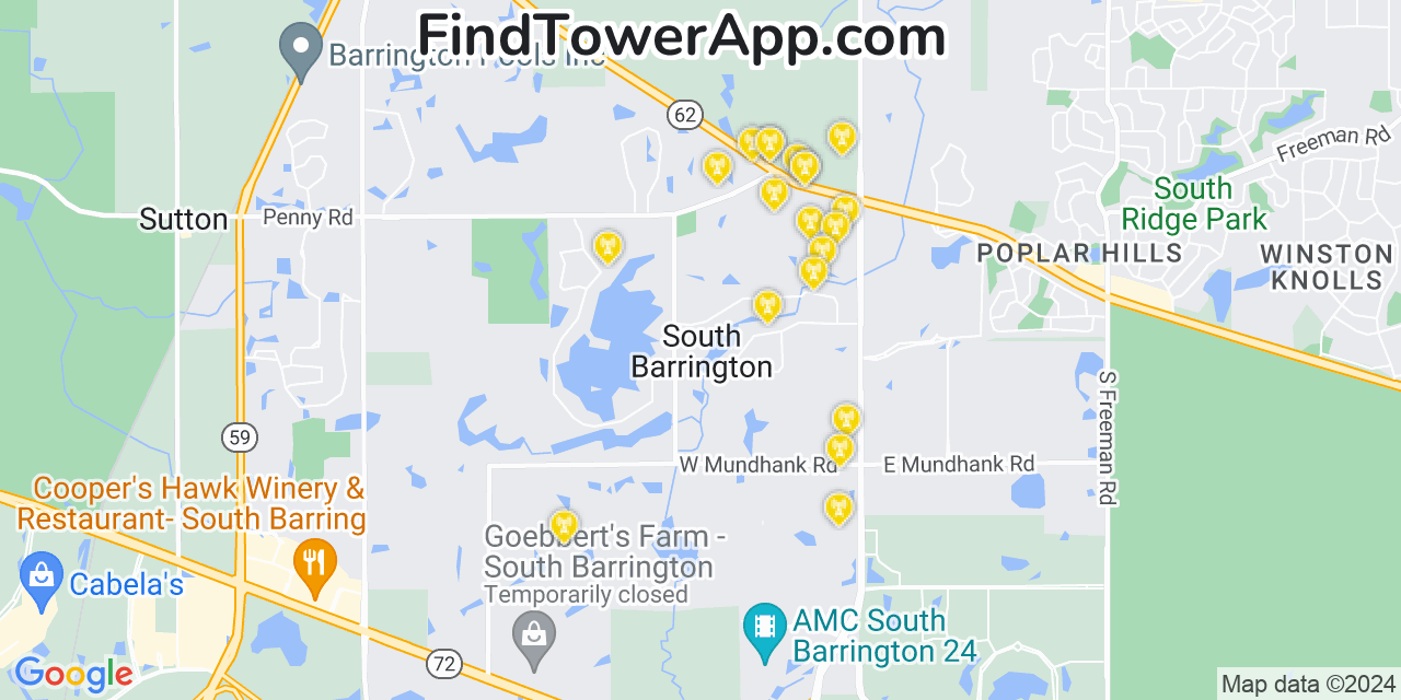 T-Mobile 4G/5G cell tower coverage map South Barrington, Illinois