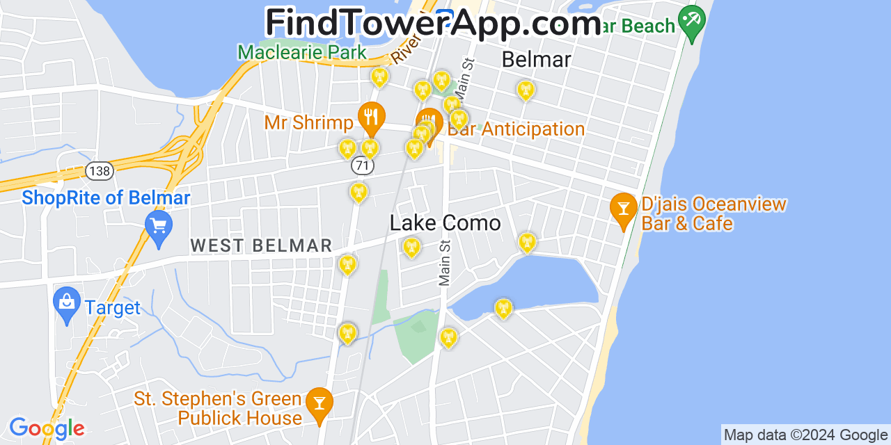 T-Mobile 4G/5G cell tower coverage map South Belmar, New Jersey