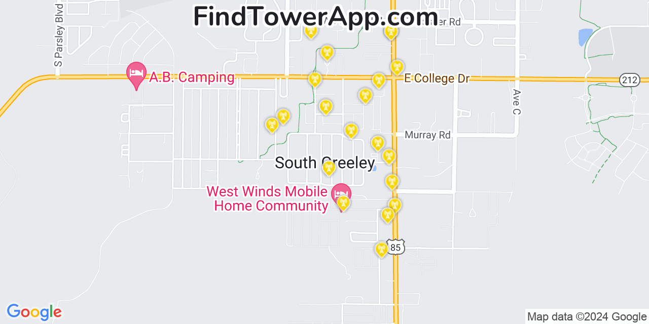 Verizon 4G/5G cell tower coverage map South Greeley, Wyoming