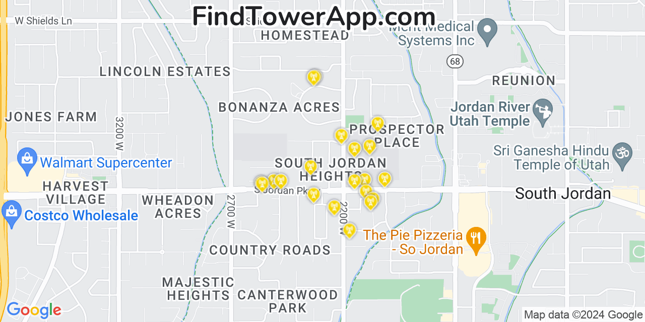 Verizon 4G/5G cell tower coverage map South Jordan Heights, Utah